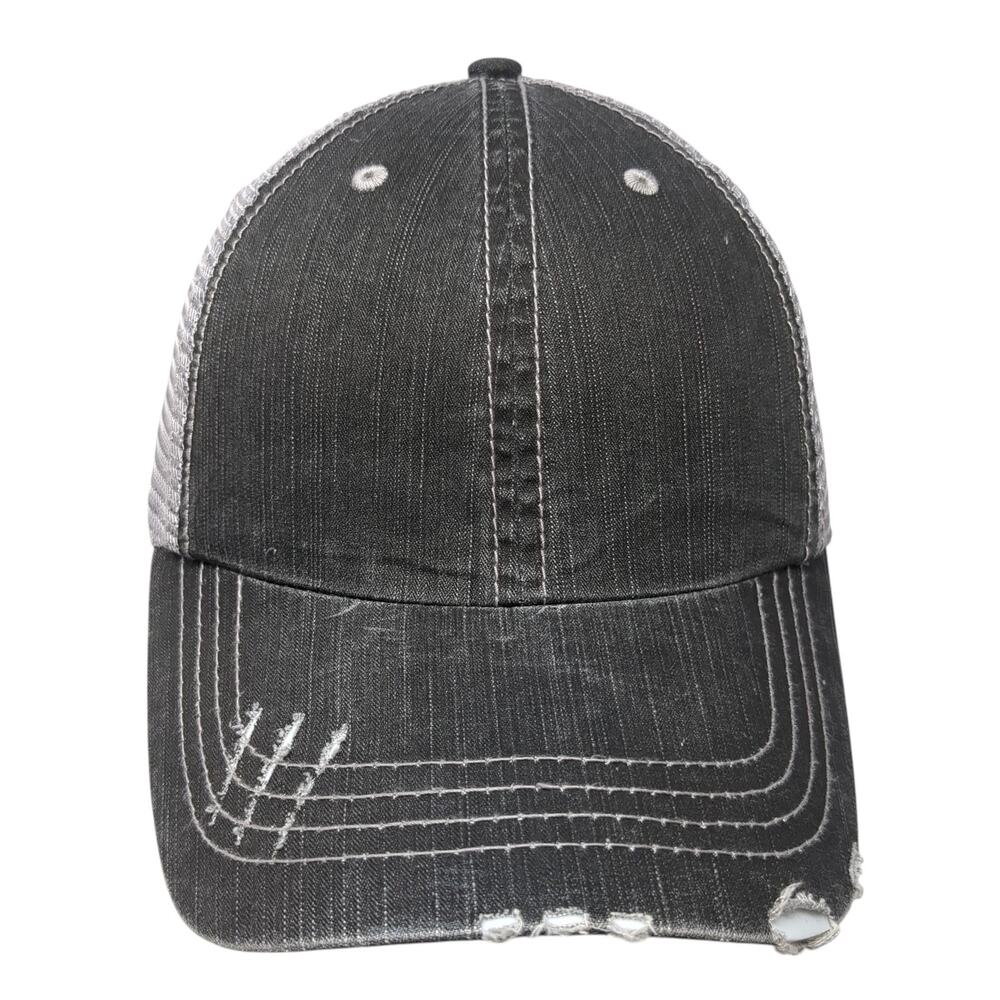 Ha Strapback Trucker Hat Gray One Size Adjustable Distressed Mesh Back 6 Panel
